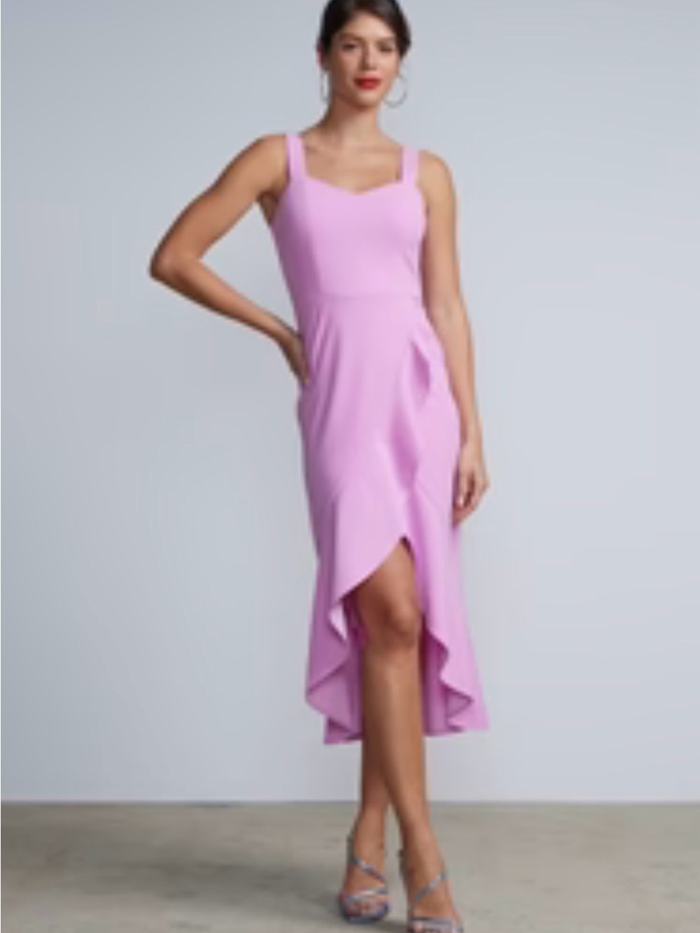 New York & Company Pink Lilac High-Low Tulip Dress